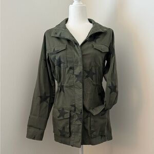 Olive Green Star-Patterned Women's Jacket